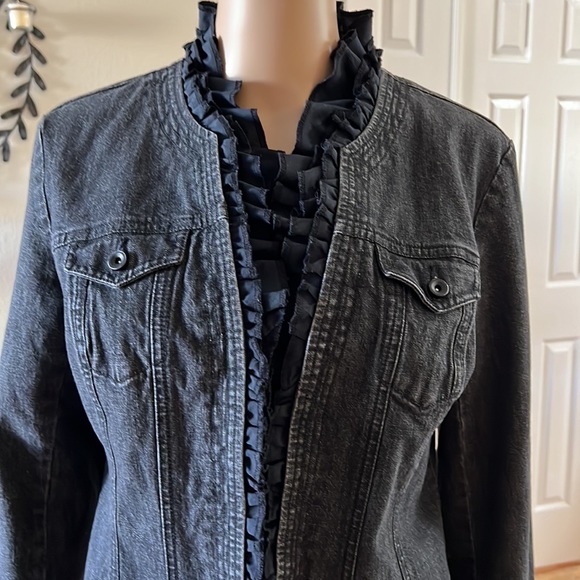 INC RUFFLED JEAN JACKET - Picture 2 of 4